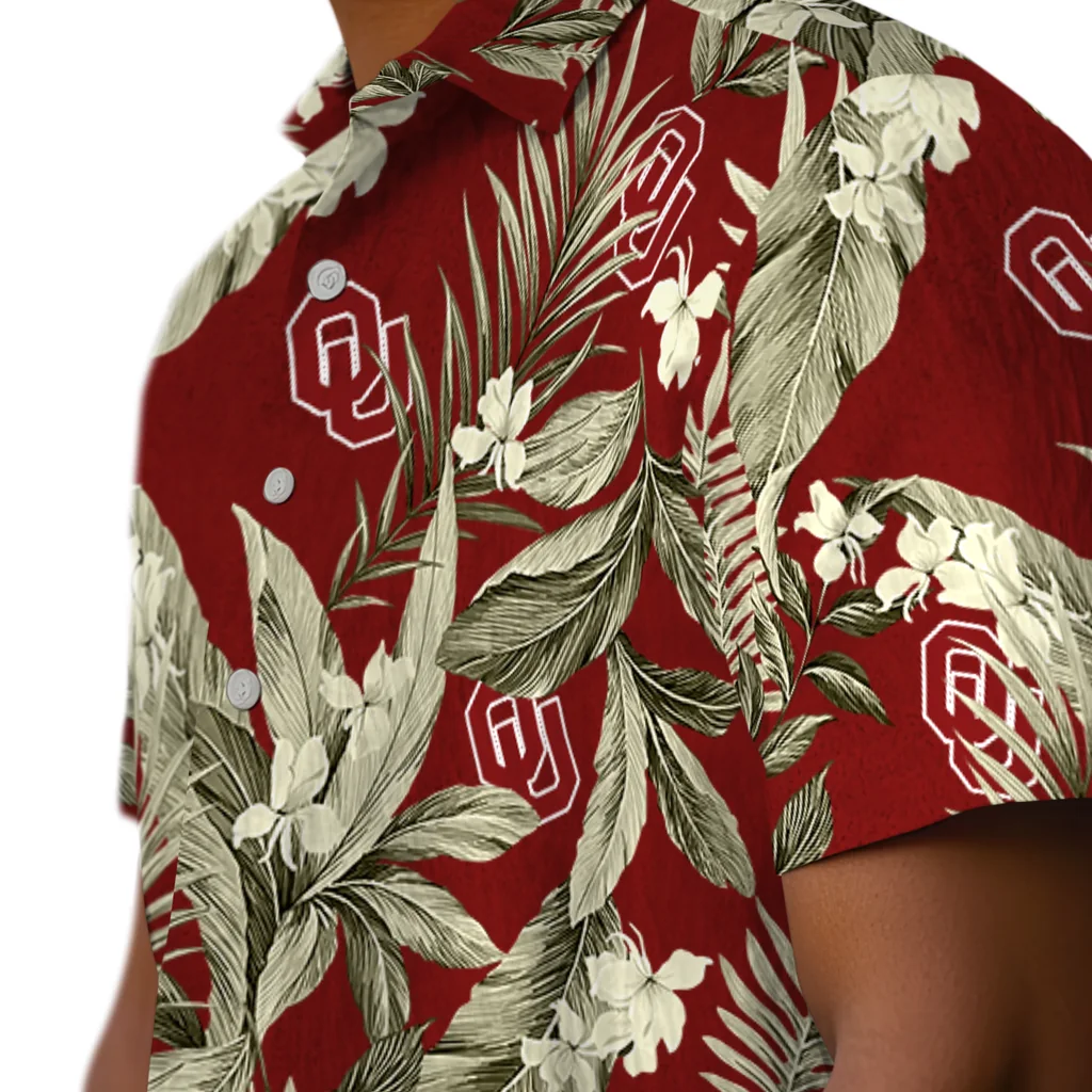 Oklahoma Sooners Hawaiian Shirt - Palm Leaves oklahoma sooners palm leaves crimson hawaiian shirts trendy