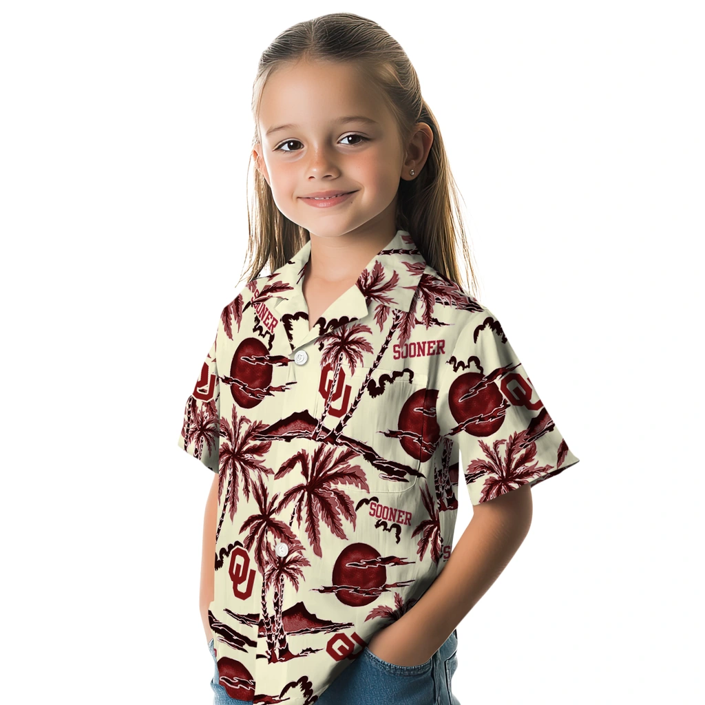 Oklahoma Sooners Hawaiian Shirt - Palm Sunset oklahoma sooners palm sunset hawaiian shirts premium grade
