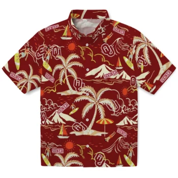 oklahoma sooners palm tree island crimson hawaiian shirts best selling