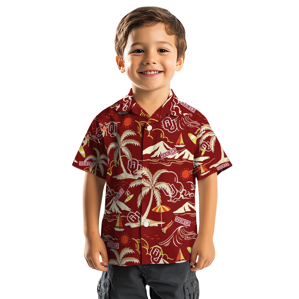Oklahoma Sooners Hawaiian Shirt - Palm Tree Island oklahoma sooners palm tree island crimson hawaiian shirts top rated