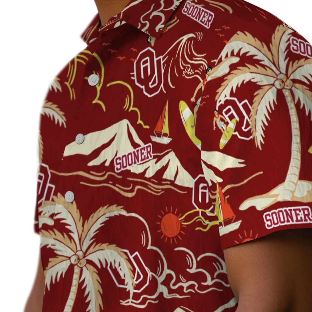 Oklahoma Sooners Hawaiian Shirt - Palm Tree Island oklahoma sooners palm tree island crimson hawaiian shirts trendy