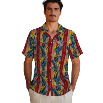 oklahoma sooners paradise vines crimson hawaiian shirts fashion forward