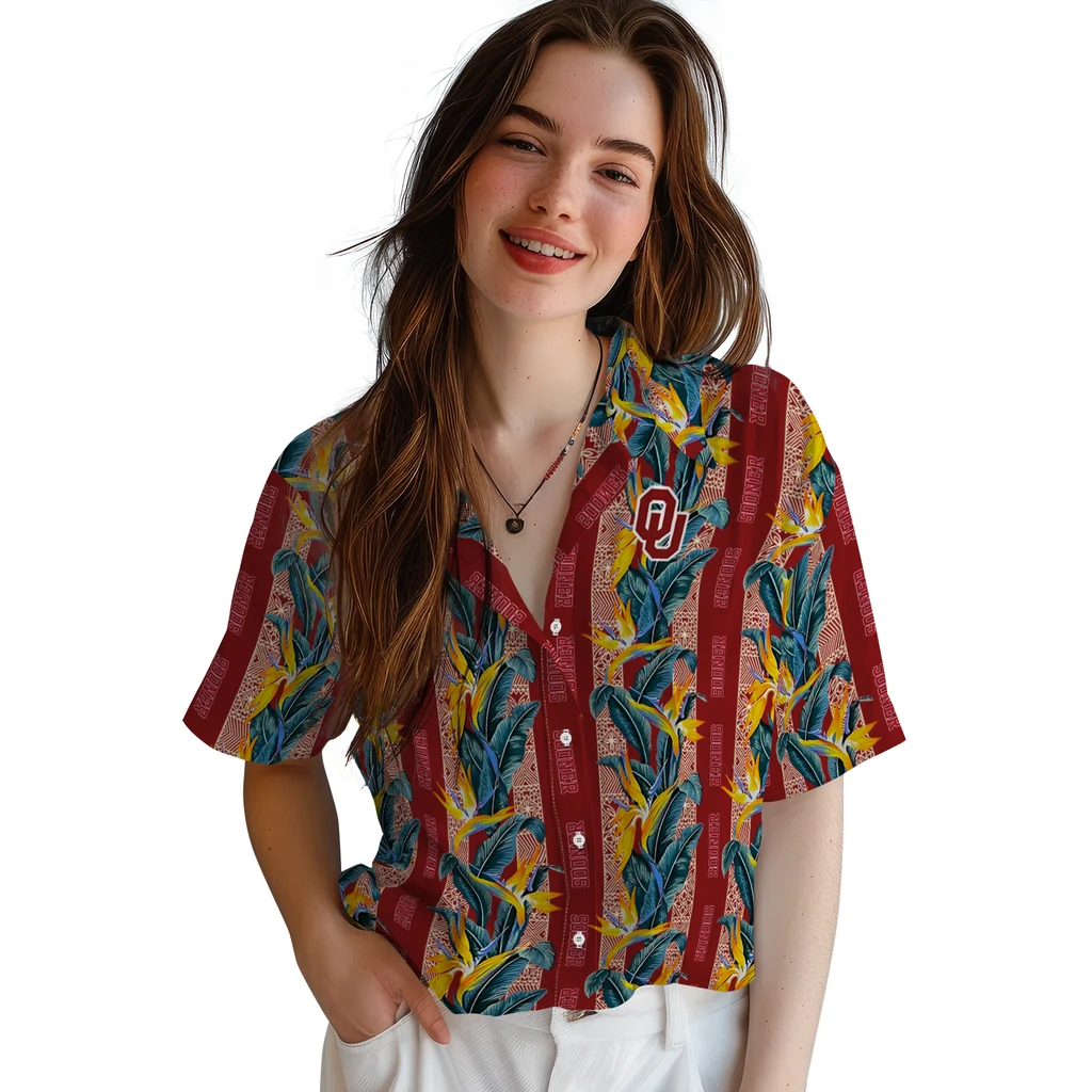 Oklahoma Sooners Hawaiian Shirt - Paradise Vines oklahoma sooners paradise vines crimson hawaiian shirts latest model