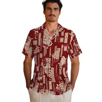 oklahoma sooners turtle lines crimson hawaiian shirts fashion forward
