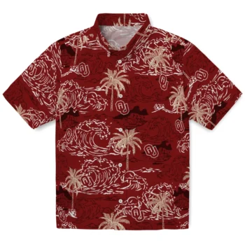 oklahoma sooners wave palm crimson hawaiian shirts best selling