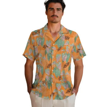 oklahoma state cowboys anthurium overlay orange hawaiian shirts fashion forward