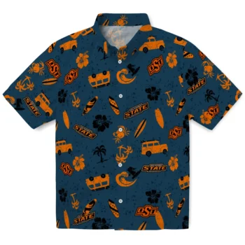 oklahoma state cowboys beach vibe navy hawaiian shirts best selling