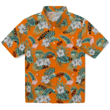 oklahoma state cowboys flamingo palms orange hawaiian shirts best selling