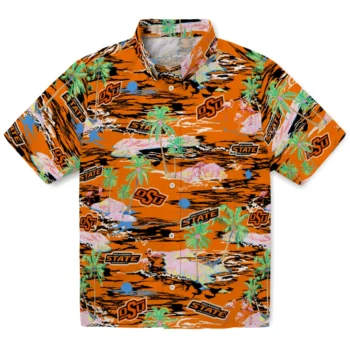 oklahoma state cowboys flamingo retreat orange hawaiian shirts best selling