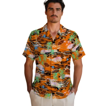oklahoma state cowboys flamingo retreat orange hawaiian shirts fashion forward
