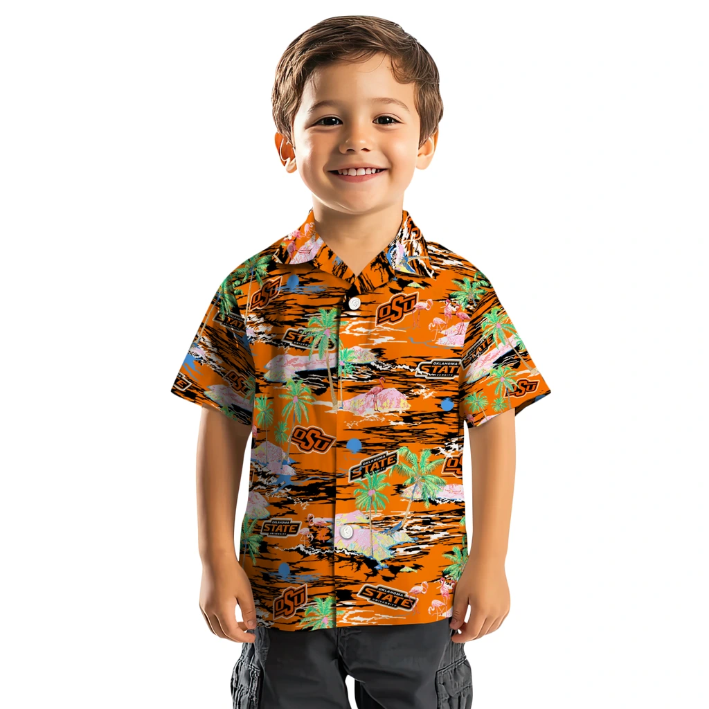 Oklahoma State Cowboys Hawaiian Shirt - Hawaii Island oklahoma state cowboys flamingo retreat orange hawaiian shirts top rated