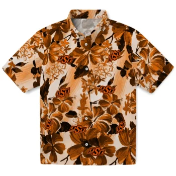 oklahoma state cowboys hibiscus arrangement orange hawaiian shirts best selling