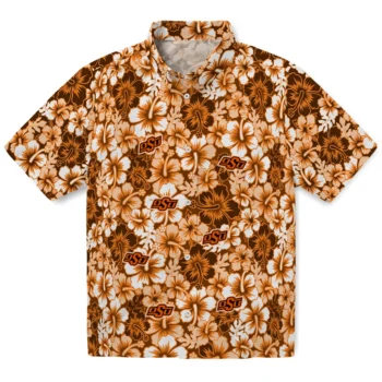 oklahoma state cowboys hibiscus blooms orange hawaiian shirts best selling