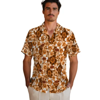 oklahoma state cowboys hibiscus blooms orange hawaiian shirts fashion forward