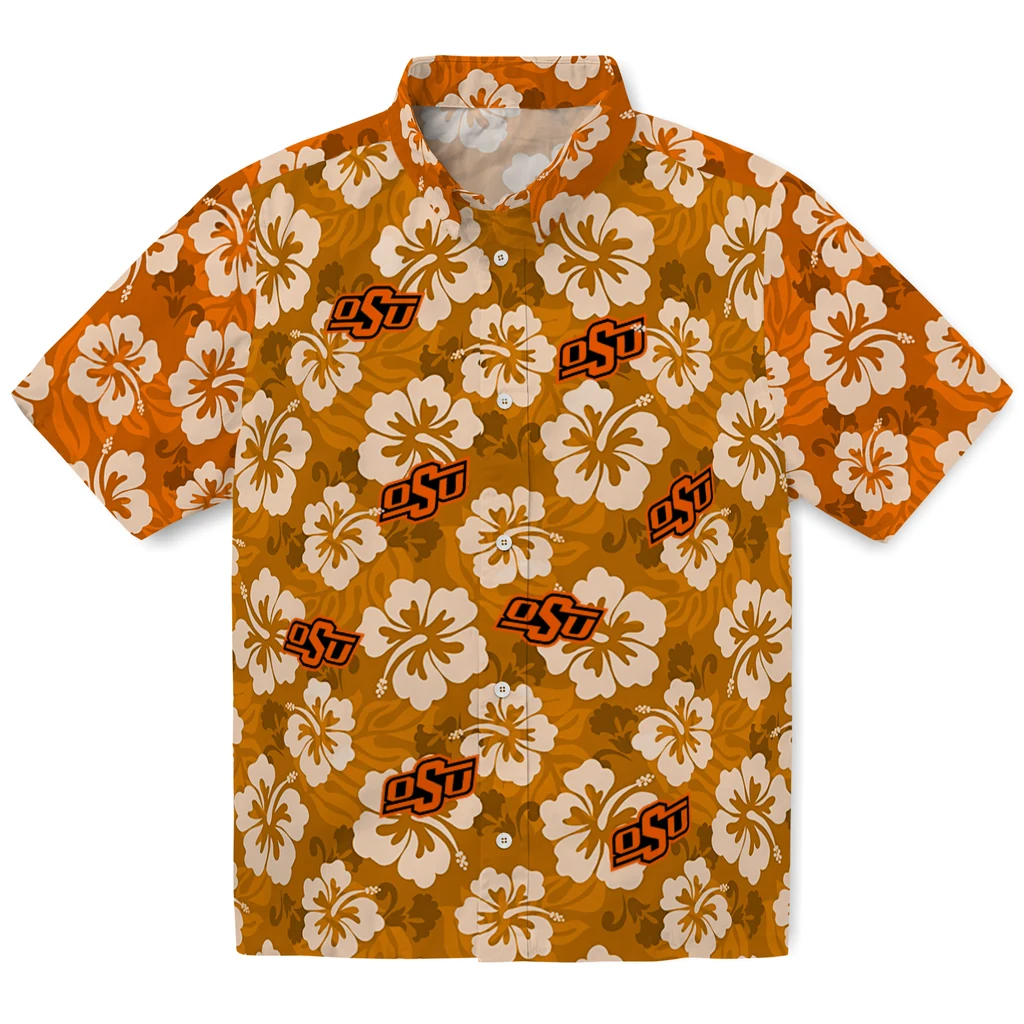 Oklahoma State Cowboys Hawaiian Shirt - Hibiscus Cluster oklahoma state cowboys hibiscus cluster orange hawaiian shirts best selling