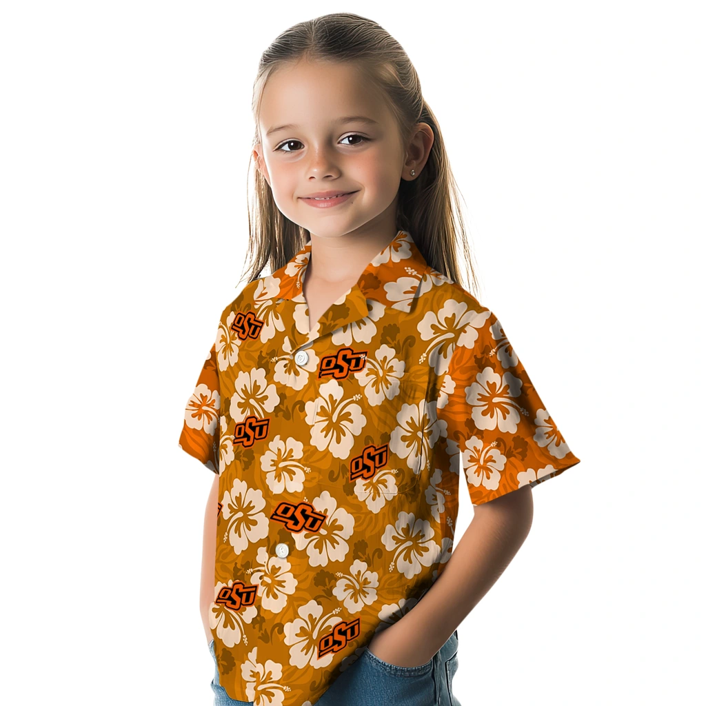 Oklahoma State Cowboys Hawaiian Shirt - Hibiscus Cluster oklahoma state cowboys hibiscus cluster orange hawaiian shirts premium grade