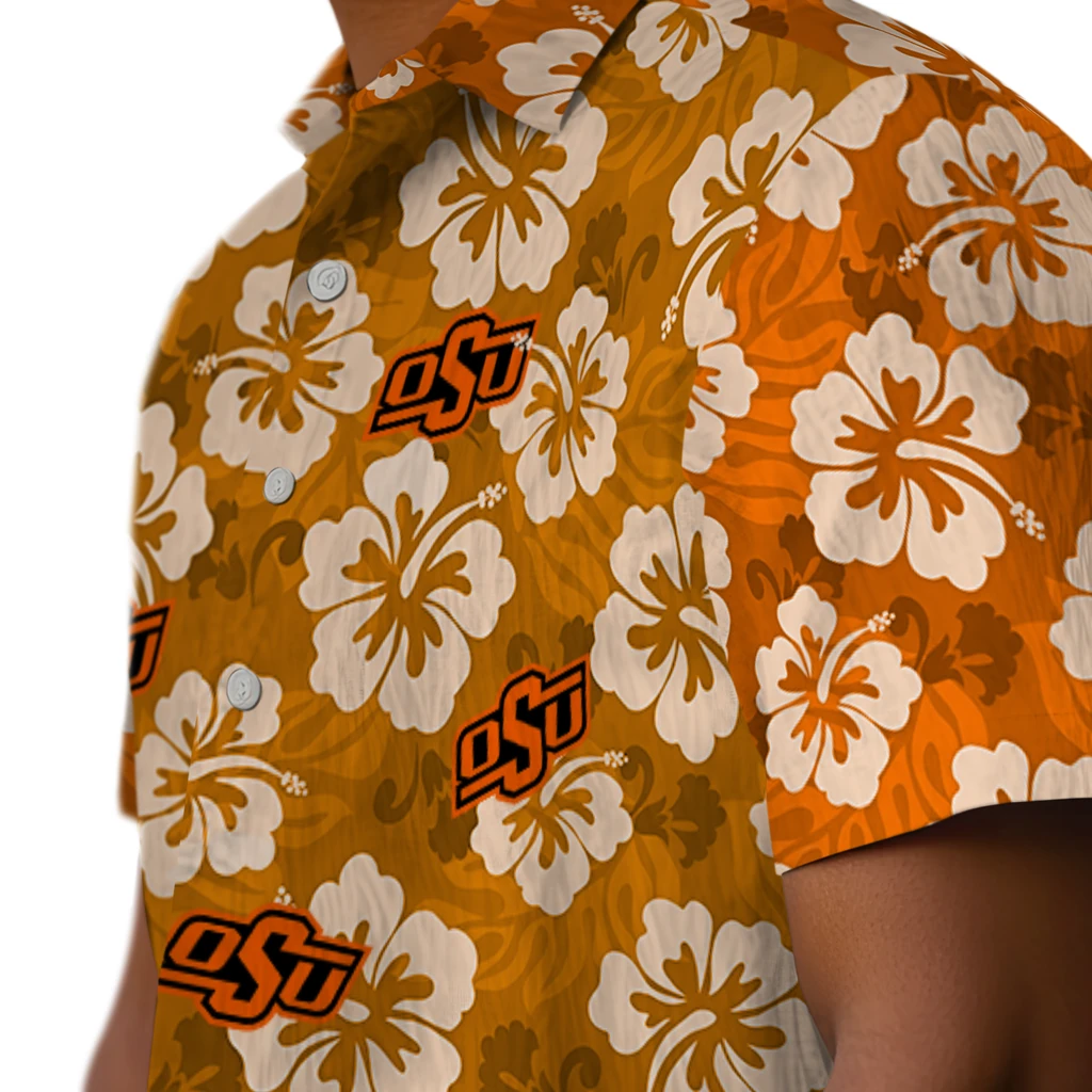 Oklahoma State Cowboys Hawaiian Shirt - Hibiscus Cluster oklahoma state cowboys hibiscus cluster orange hawaiian shirts trendy