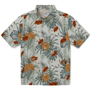 oklahoma state cowboys hibiscus designs beige hawaiian shirts best selling