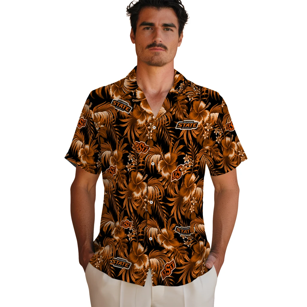 Oklahoma State Cowboys Hawaiian Shirt - Hibiscus Exotic oklahoma state cowboys hibiscus exotic orange hawaiian shirts fashion forward