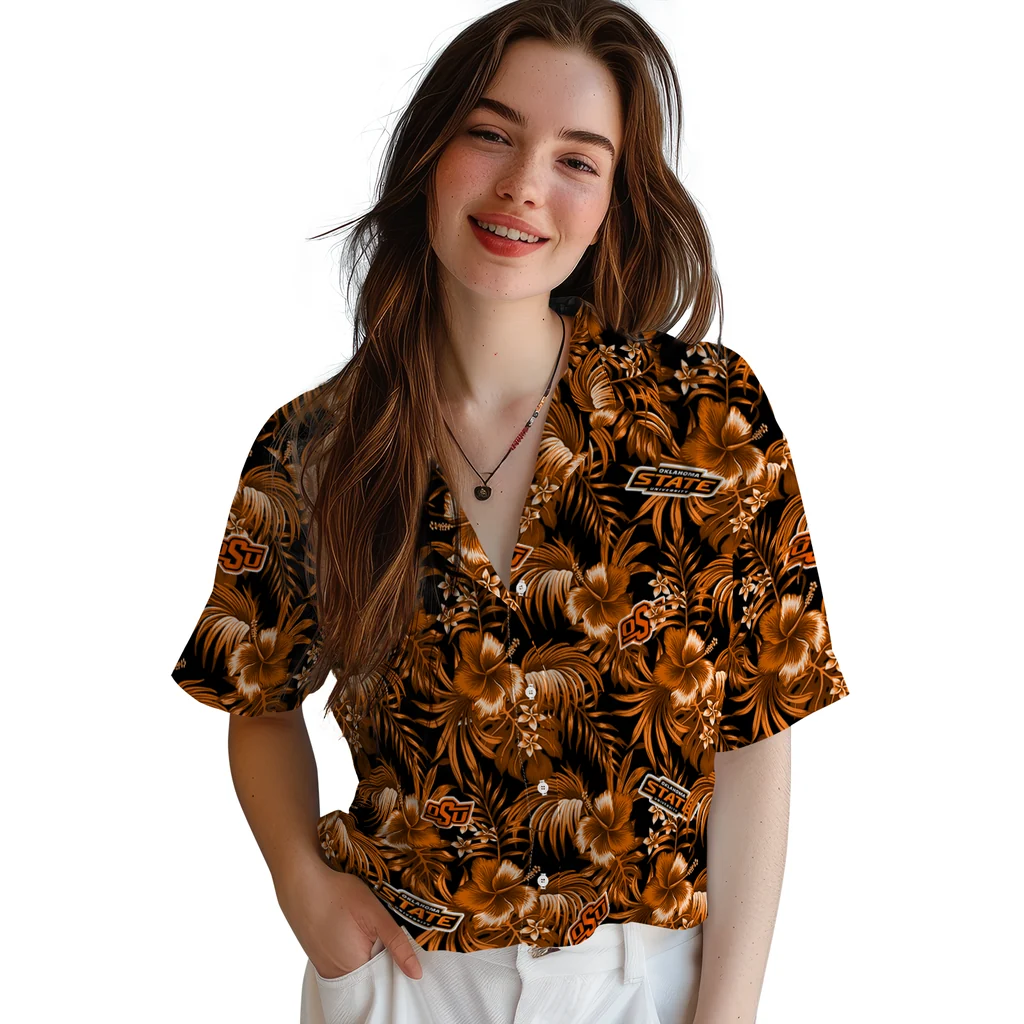 Oklahoma State Cowboys Hawaiian Shirt - Hibiscus Exotic oklahoma state cowboys hibiscus exotic orange hawaiian shirts latest model