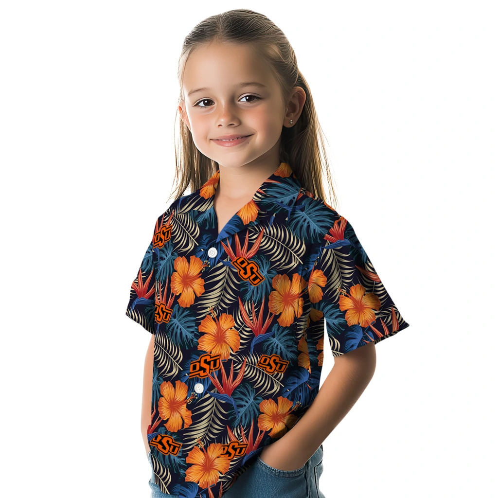 Oklahoma State Cowboys Hawaiian Shirt - Hibiscus Foliage oklahoma state cowboys hibiscus foliage hawaiian shirts premium grade
