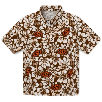 oklahoma state cowboys hibiscus motif orange white hawaiian shirts best selling