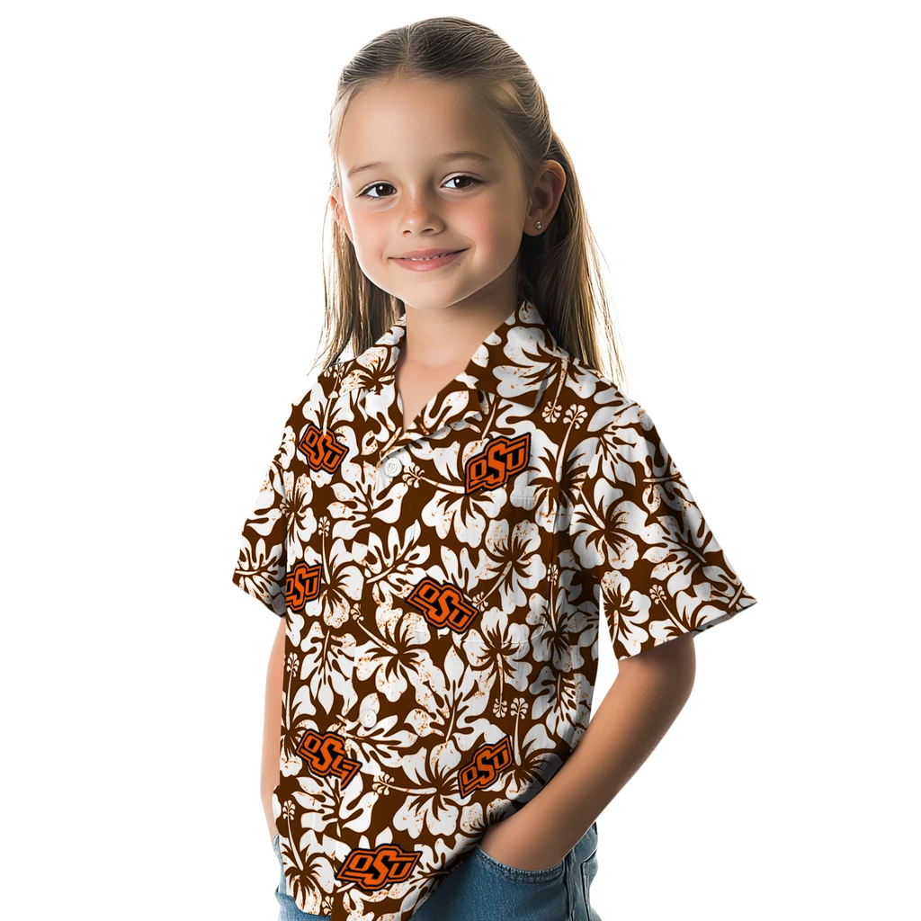 Oklahoma State Cowboys Hawaiian Shirt - Hibiscus Motif oklahoma state cowboys hibiscus motif orange white hawaiian shirts premium grade