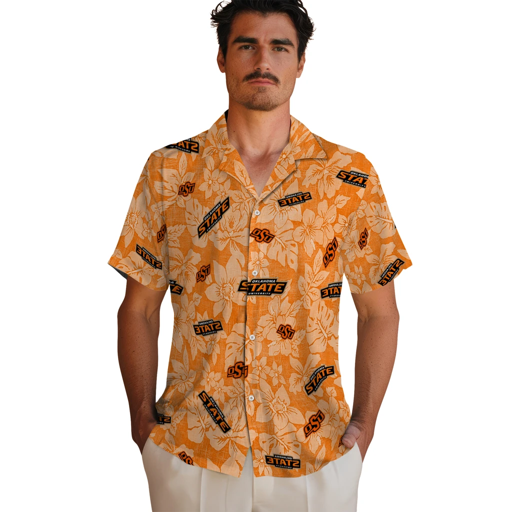 Oklahoma State Cowboys Hawaiian Shirt - Hibiscus Oasis oklahoma state cowboys hibiscus oasis orange hawaiian shirts fashion forward