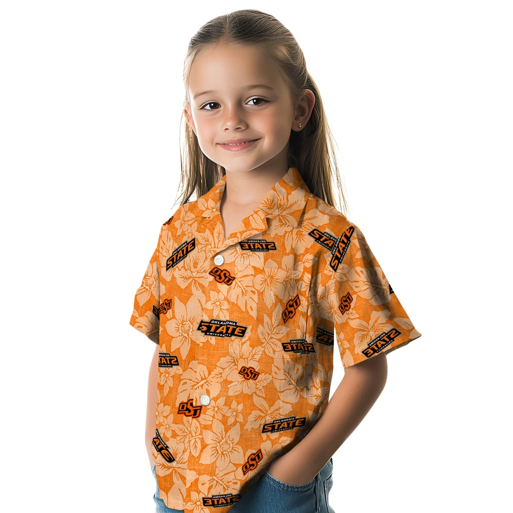 Oklahoma State Cowboys Hawaiian Shirt - Hibiscus Oasis oklahoma state cowboys hibiscus oasis orange hawaiian shirts premium grade