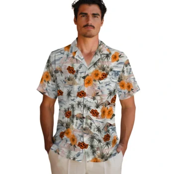oklahoma state cowboys hibiscus seaside white hawaiian shirts fashion forward