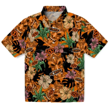 oklahoma state cowboys tiki jungle orange hawaiian shirts best selling