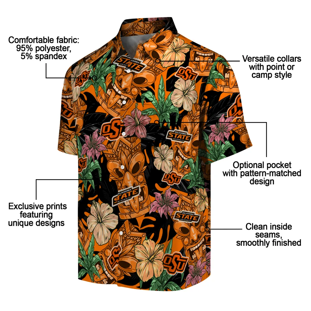 Oklahoma State Cowboys Hawaiian Shirt - Hibiscus Tiki Jungle oklahoma state cowboys tiki jungle orange hawaiian shirts new arrival