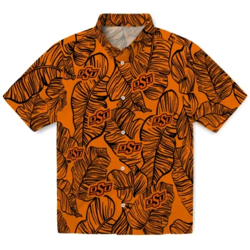 oklahoma state cowboys leaf outline orange hawaiian shirts best selling