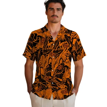 oklahoma state cowboys monstera layer orange hawaiian shirts fashion forward