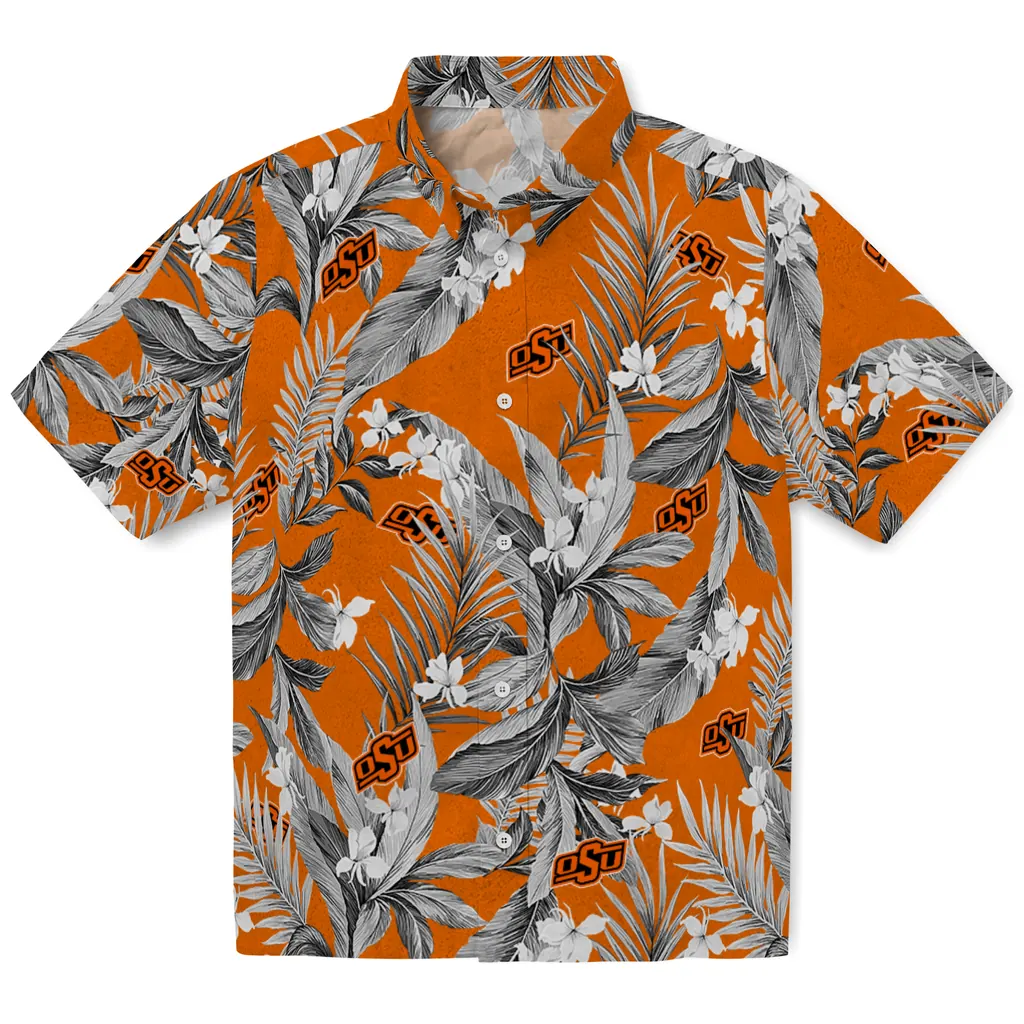 Oklahoma State Cowboys Hawaiian Shirt - Palm Leaves oklahoma state cowboys palm leaves orange hawaiian shirts best selling
