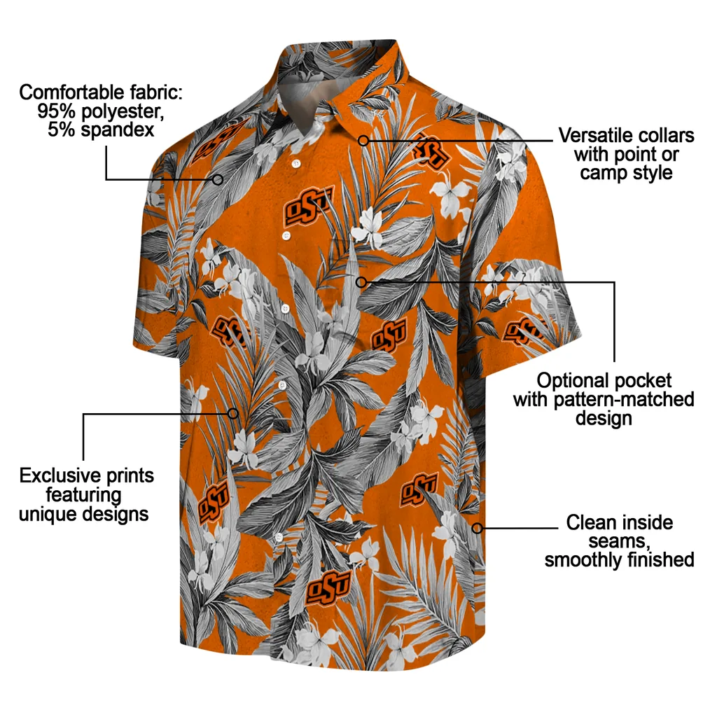 Oklahoma State Cowboys Hawaiian Shirt - Palm Leaves oklahoma state cowboys palm leaves orange hawaiian shirts new arrival