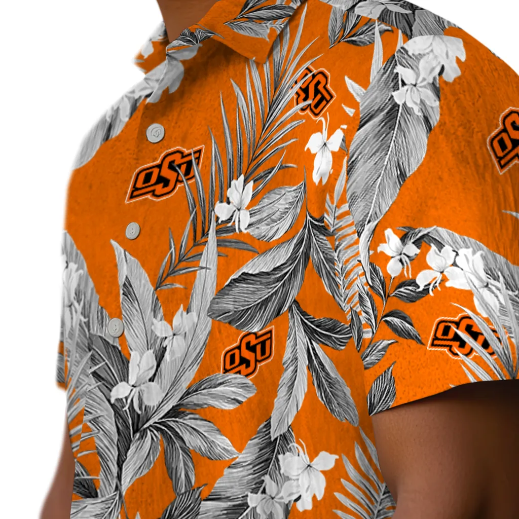Oklahoma State Cowboys Hawaiian Shirt - Palm Leaves oklahoma state cowboys palm leaves orange hawaiian shirts trendy