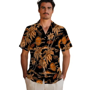 oklahoma state cowboys palm sunset hawaiian shirts fashion forward