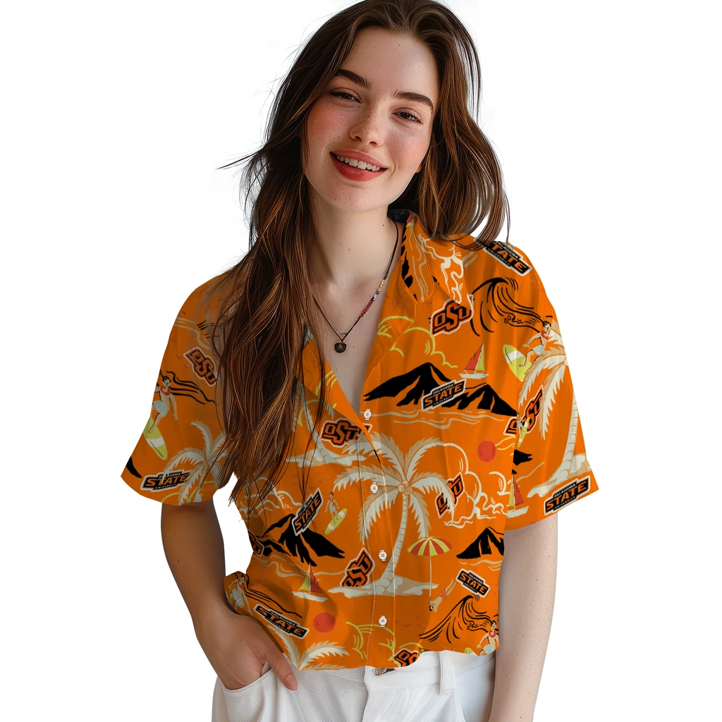 Oklahoma State Cowboys Hawaiian Shirt - Palm Tree Island oklahoma state cowboys palm tree island orange hawaiian shirts latest model