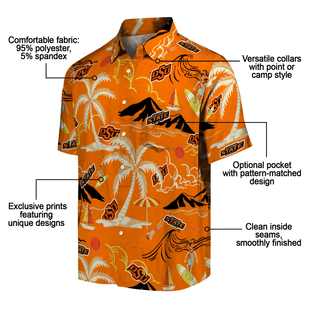 Oklahoma State Cowboys Hawaiian Shirt - Palm Tree Island oklahoma state cowboys palm tree island orange hawaiian shirts new arrival