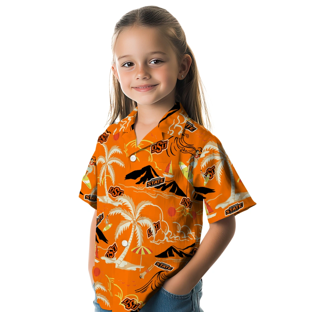 Oklahoma State Cowboys Hawaiian Shirt - Palm Tree Island oklahoma state cowboys palm tree island orange hawaiian shirts premium grade