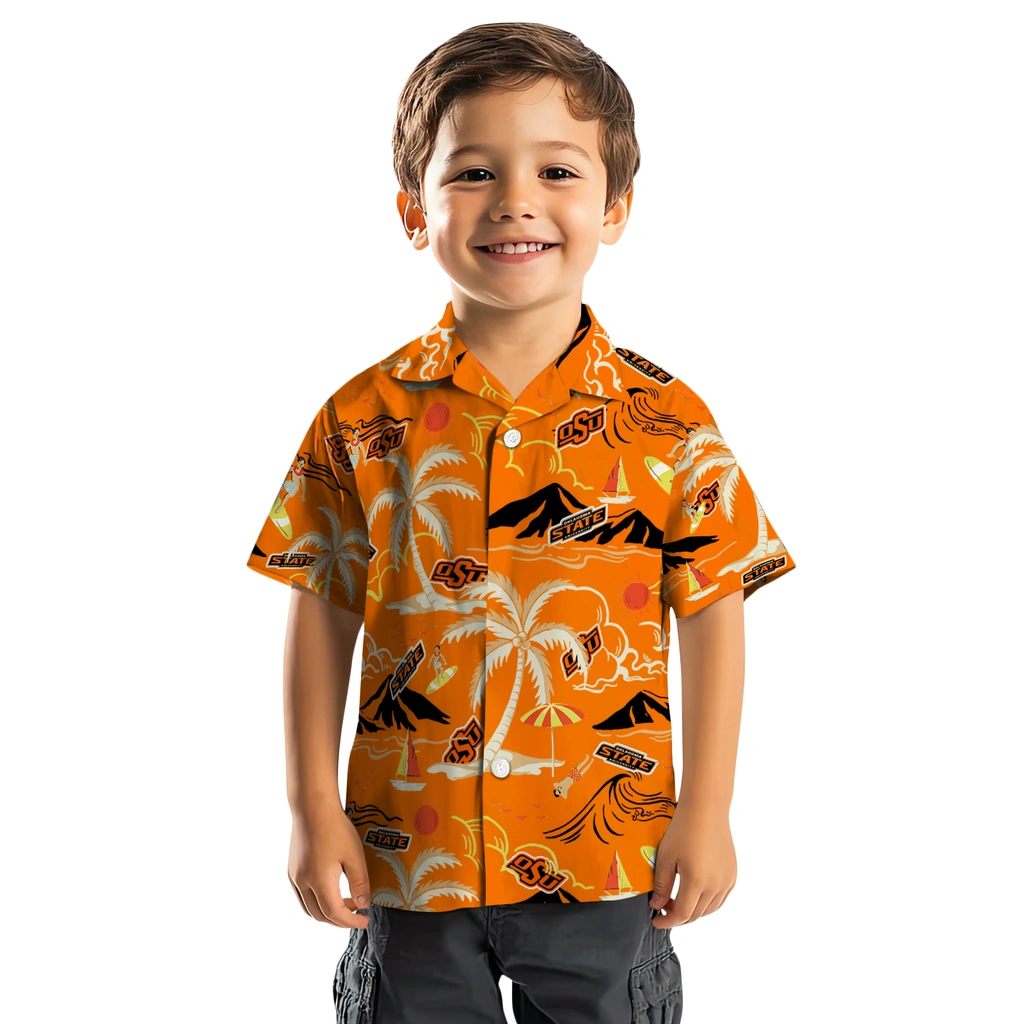 Oklahoma State Cowboys Hawaiian Shirt - Palm Tree Island oklahoma state cowboys palm tree island orange hawaiian shirts top rated