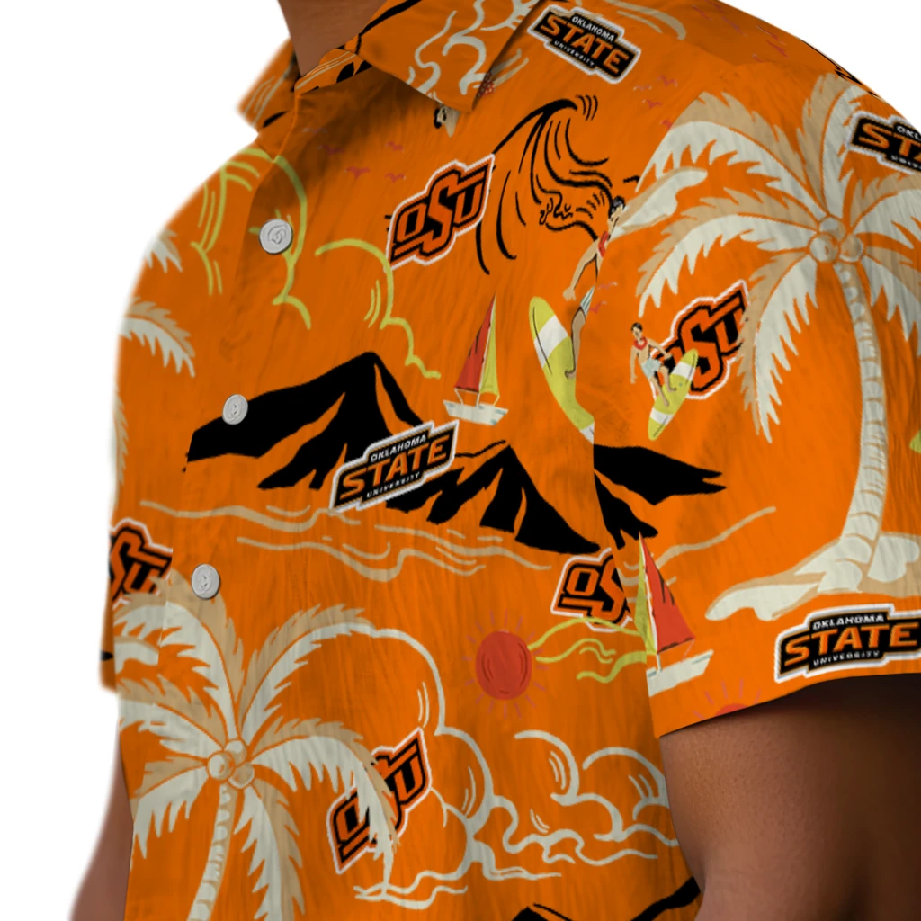Oklahoma State Cowboys Hawaiian Shirt - Palm Tree Island oklahoma state cowboys palm tree island orange hawaiian shirts trendy