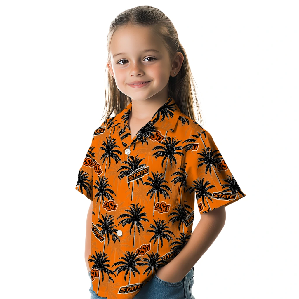 Oklahoma State Cowboys Hawaiian Shirt - Palm Tree Motif oklahoma state cowboys palm grove orange hawaiian shirts premium grade