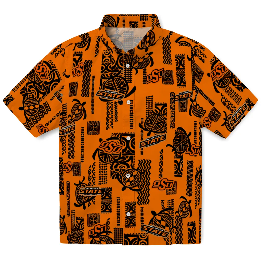 Oklahoma State Cowboys Hawaiian Shirt - Turtle Lines oklahoma state cowboys turtle lines orange hawaiian shirts best selling