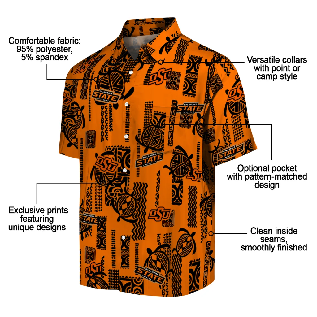 Oklahoma State Cowboys Hawaiian Shirt - Turtle Lines oklahoma state cowboys turtle lines orange hawaiian shirts new arrival