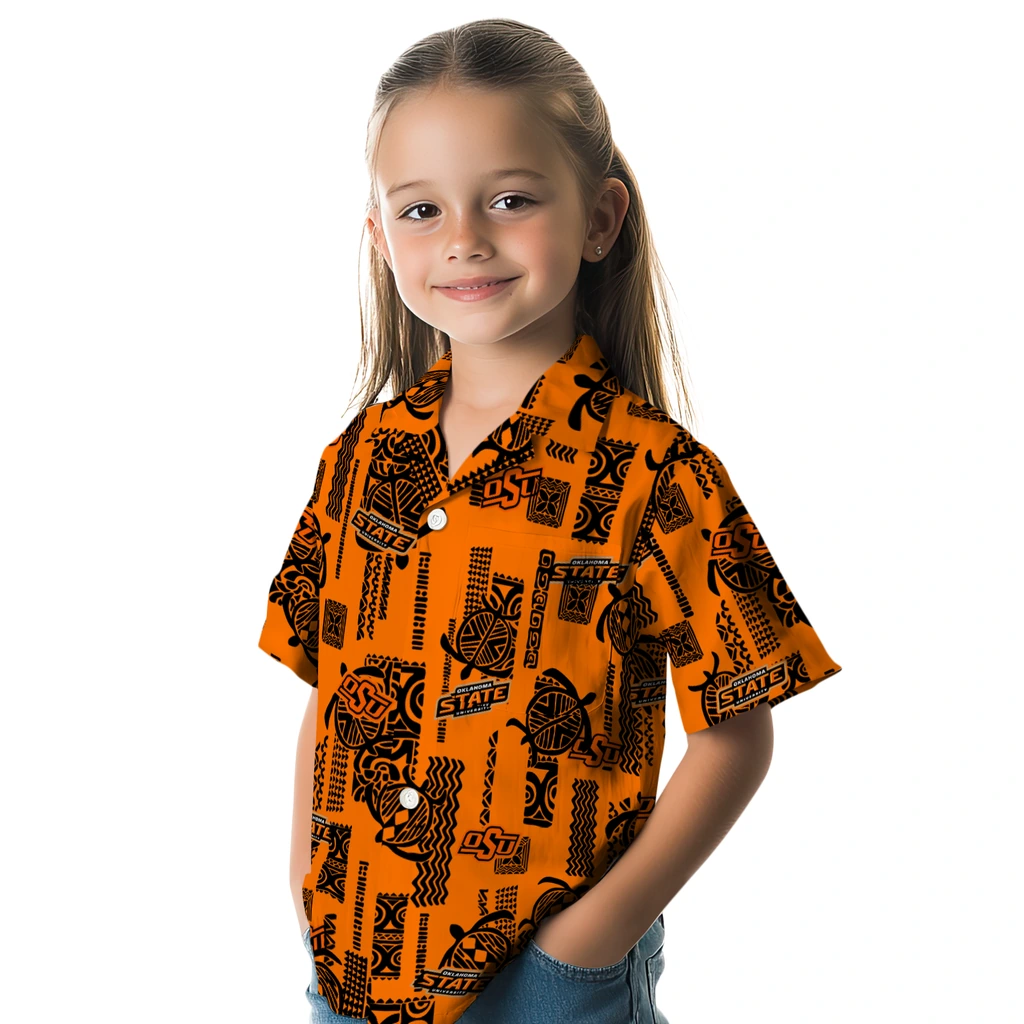 Oklahoma State Cowboys Hawaiian Shirt - Turtle Lines oklahoma state cowboys turtle lines orange hawaiian shirts premium grade