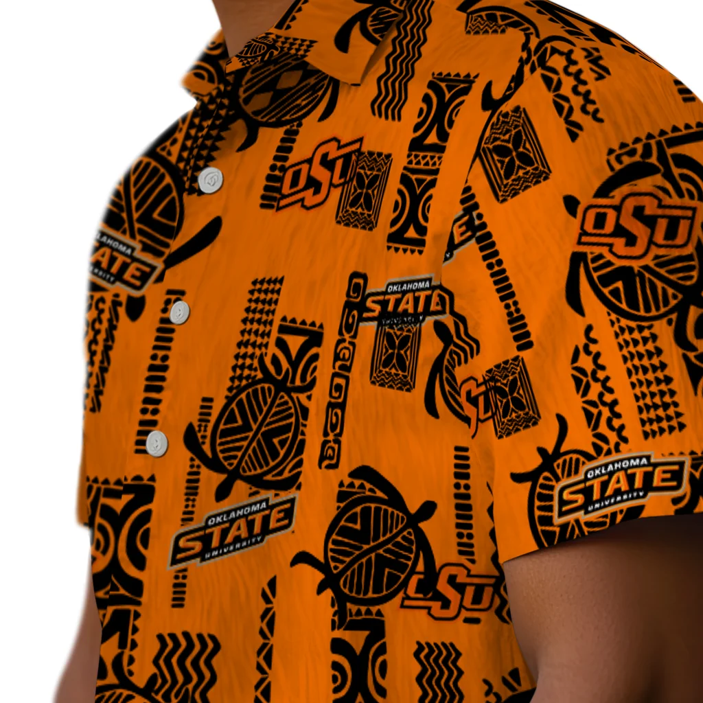 Oklahoma State Cowboys Hawaiian Shirt - Turtle Lines oklahoma state cowboys turtle lines orange hawaiian shirts trendy