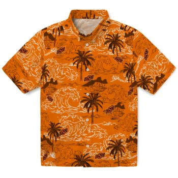 oklahoma state cowboys wave palm orange hawaiian shirts best selling