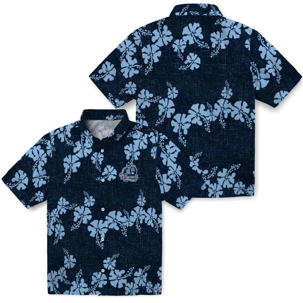 Old Dominion Monarchs Hawaiian Shirt - 50th State Flower old dominion monarchs hibiscus petals blue hawaiian shirts high quality